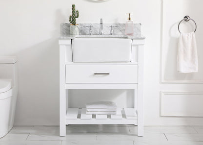 30 inch Single bathroom vanity in white with backsplash