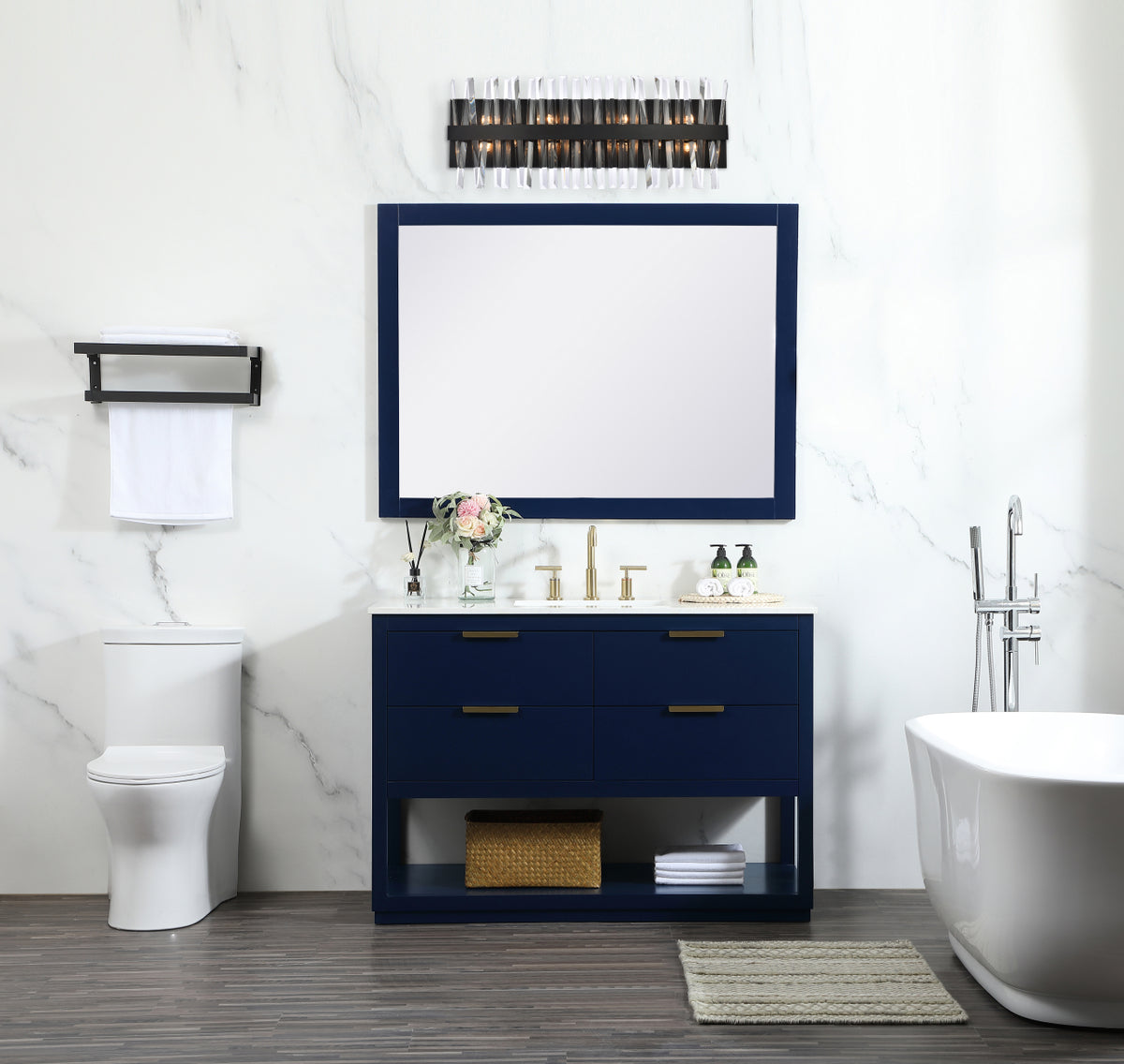 Serephina 30 inch crystal bath sconce in black