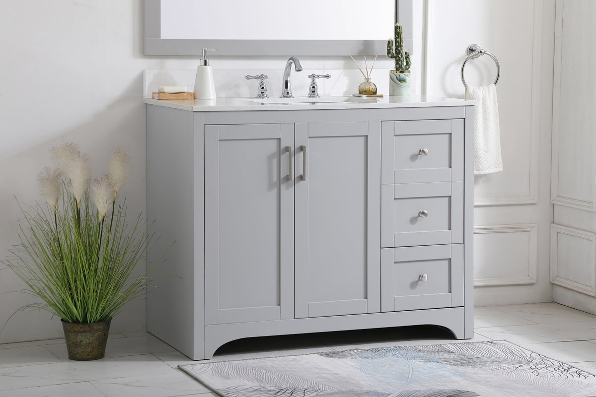42 inch Single Bathroom Vanity in Grey with Backsplash