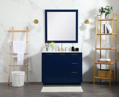 42 inch Single bathroom vanity in blue with backsplash