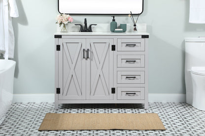 42 inch Single bathroom vanity in grey with backsplash