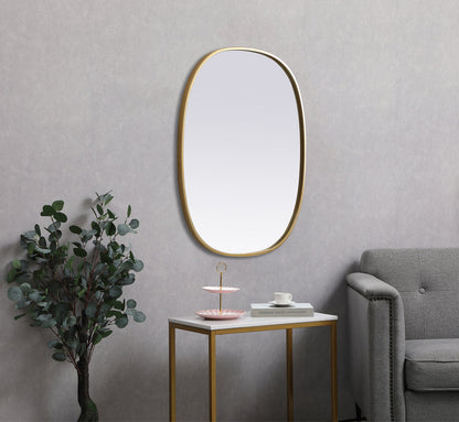 Metal Frame Oval Mirror 24x30 Inch in Brass