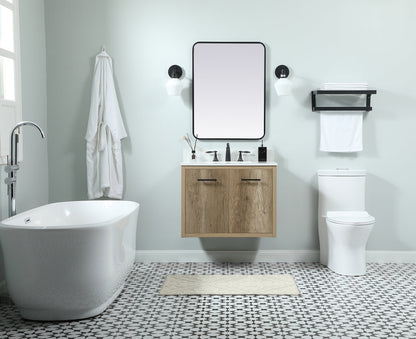30 inch Single bathroom vanity in natural oak with backsplash