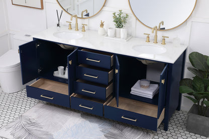 72 inch Double Bathroom Vanity in Blue