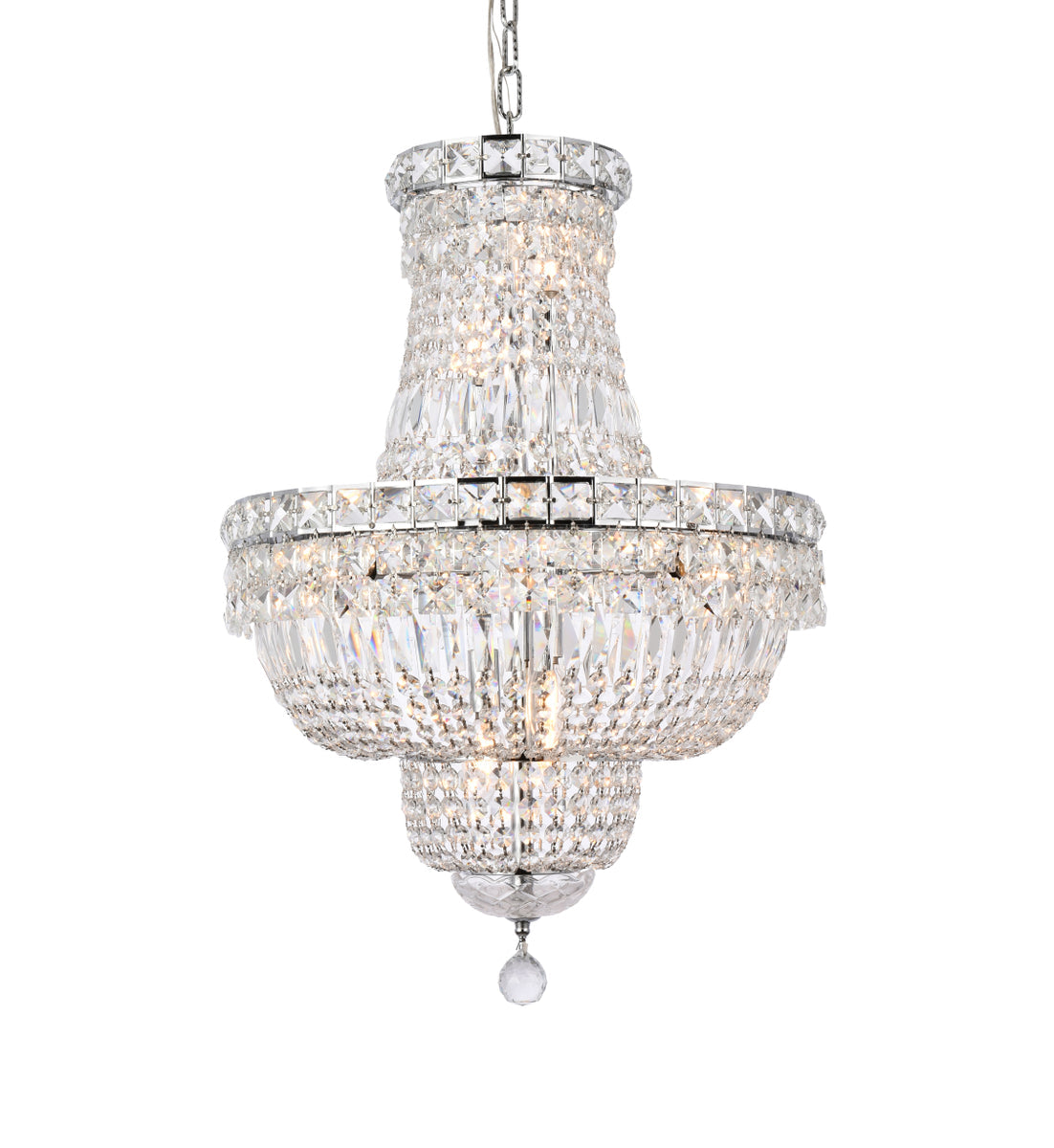 Tranquil 12 light Chrome Pendant Clear Royal Cut Crystal