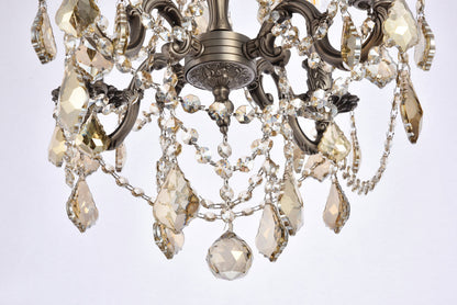 Rosalia 4 light Pewter Pendant Golden Teak (Smoky) Royal Cut Crystal