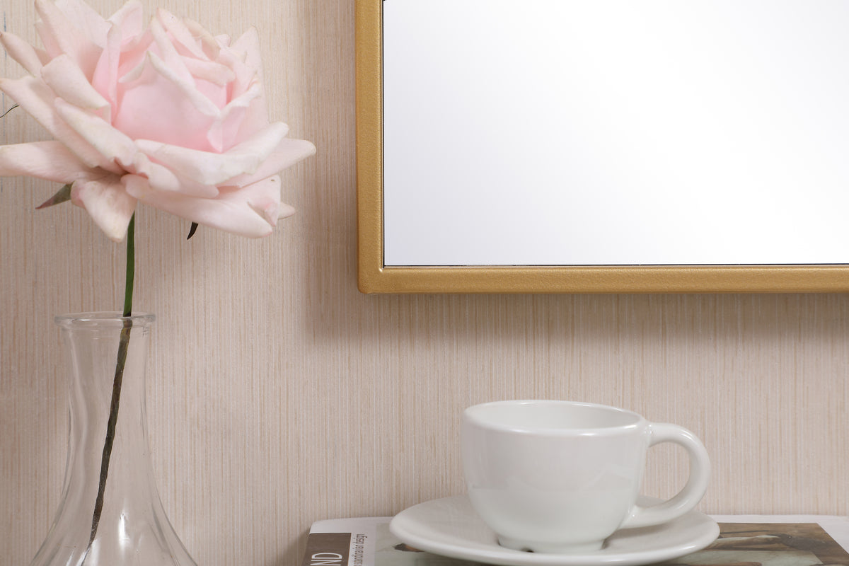 Metal frame rectangle mirror 14x28 inch in brass