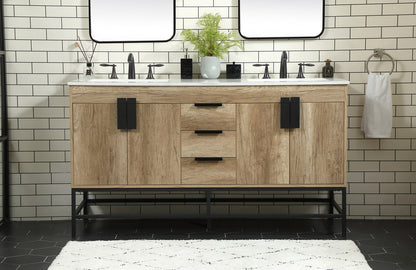 60 inch double bathroom vanity in natural oak