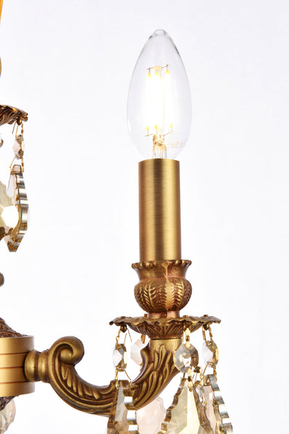 Lillie 3 light French Gold Pendant Golden Teak (Smoky) Royal Cut Crystal