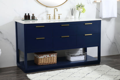 60 inch Single bathroom vanity in blue
