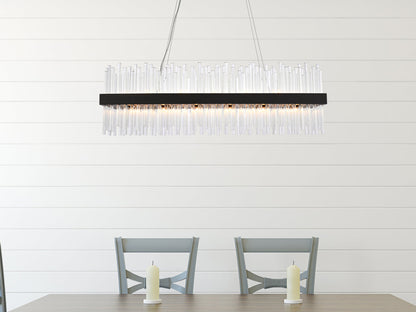 Dallas 42 inch rectangle crystal pendant in black