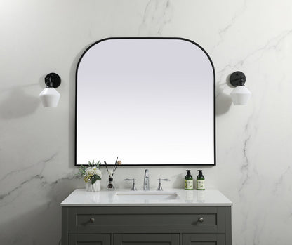 Metal Frame Arch Mirror 42x38 Inch in Black