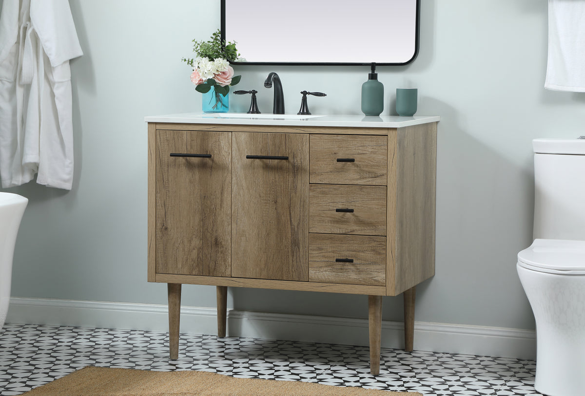 36 inch Single bathroom vanity in natural oak