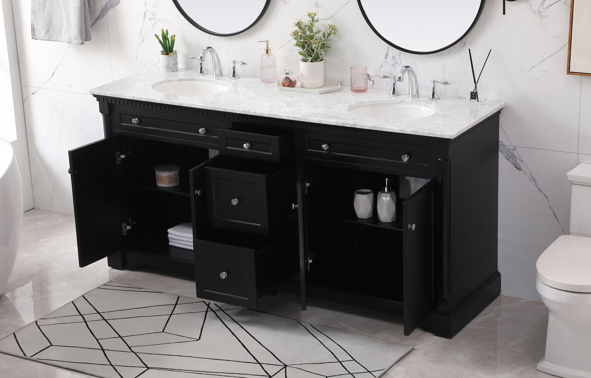 72 inch double bathroom vanity set in black