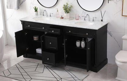72 inch double bathroom vanity set in black