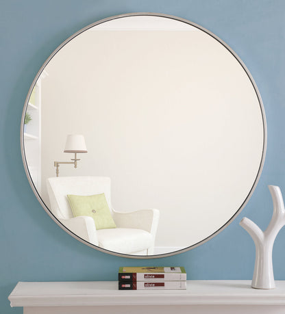 Metal frame Round Mirror 36 inch Silver finish