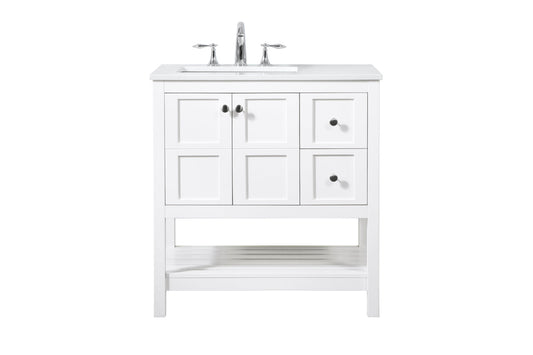 32 inch Single bathroom vanity in white