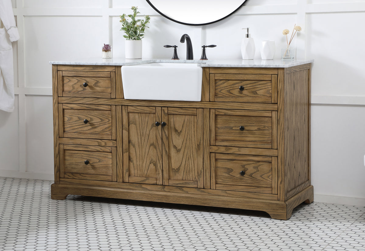 60 inch Single bathroom vanity in driftwood