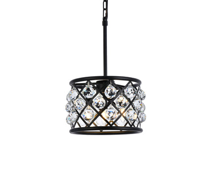 Madison 3 light Matte Black Pendant Clear Royal Cut Crystal