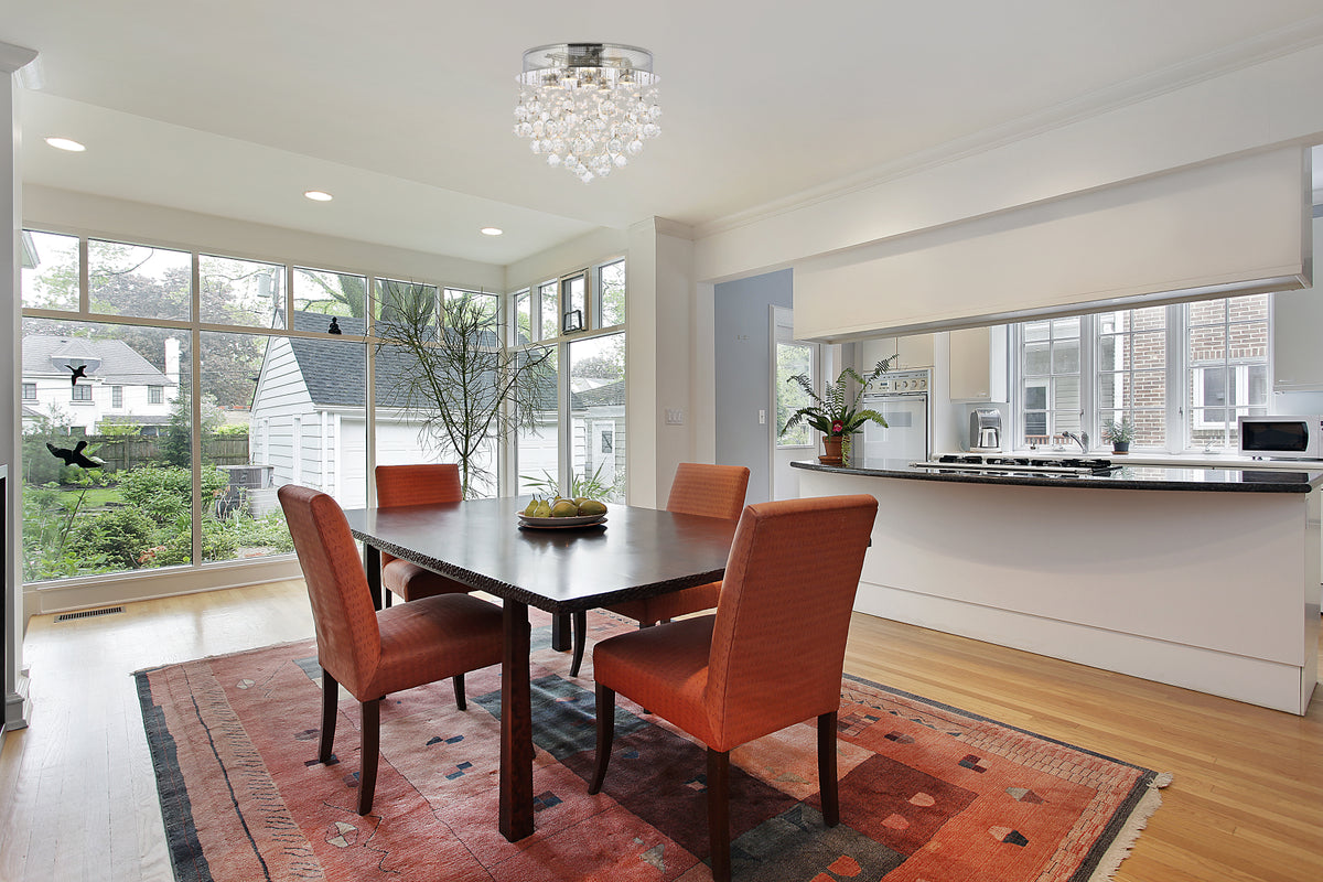 Galaxy 5 light Chrome Flush Mount Clear Royal Cut Crystal