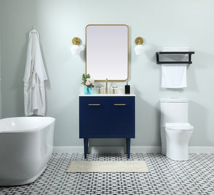 30 inch Single bathroom vanity in blue with backsplash