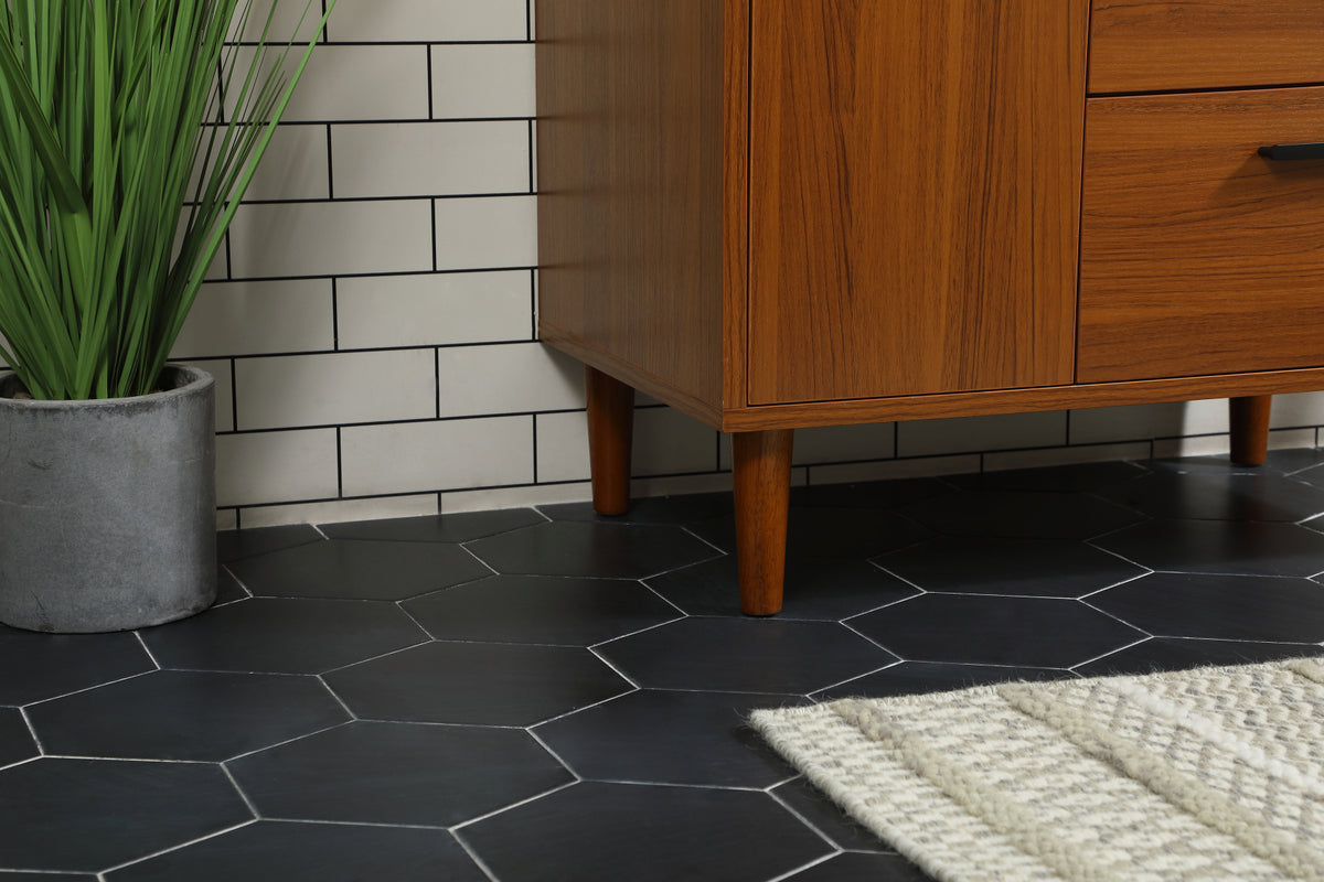 30 inch bathroom vanity in Teak with backsplash