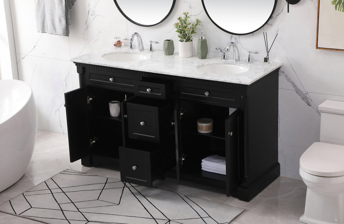 60 inch double bathroom vanity set in black