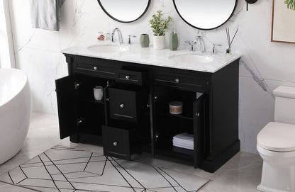 60 inch double bathroom vanity set in black