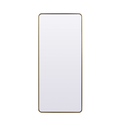Soft Corner Metal Rectangle Full Length Mirror 32x72 Inch in Brass