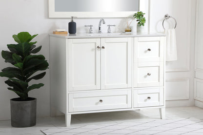 42 inch Single Bathroom Vanity in White