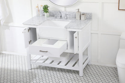 42 inch Single bathroom vanity in white with backsplash