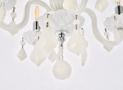 Rococo 4 light white Pendant White Royal Cut Crystal