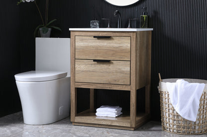 24 Inch SIngle Bathroom Vanity In Natural Oak