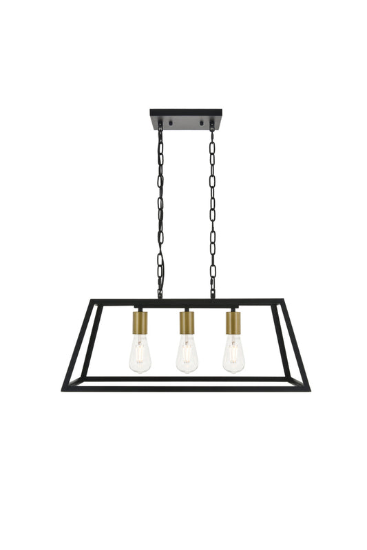 Resolute 3 light brass and black Pendant
