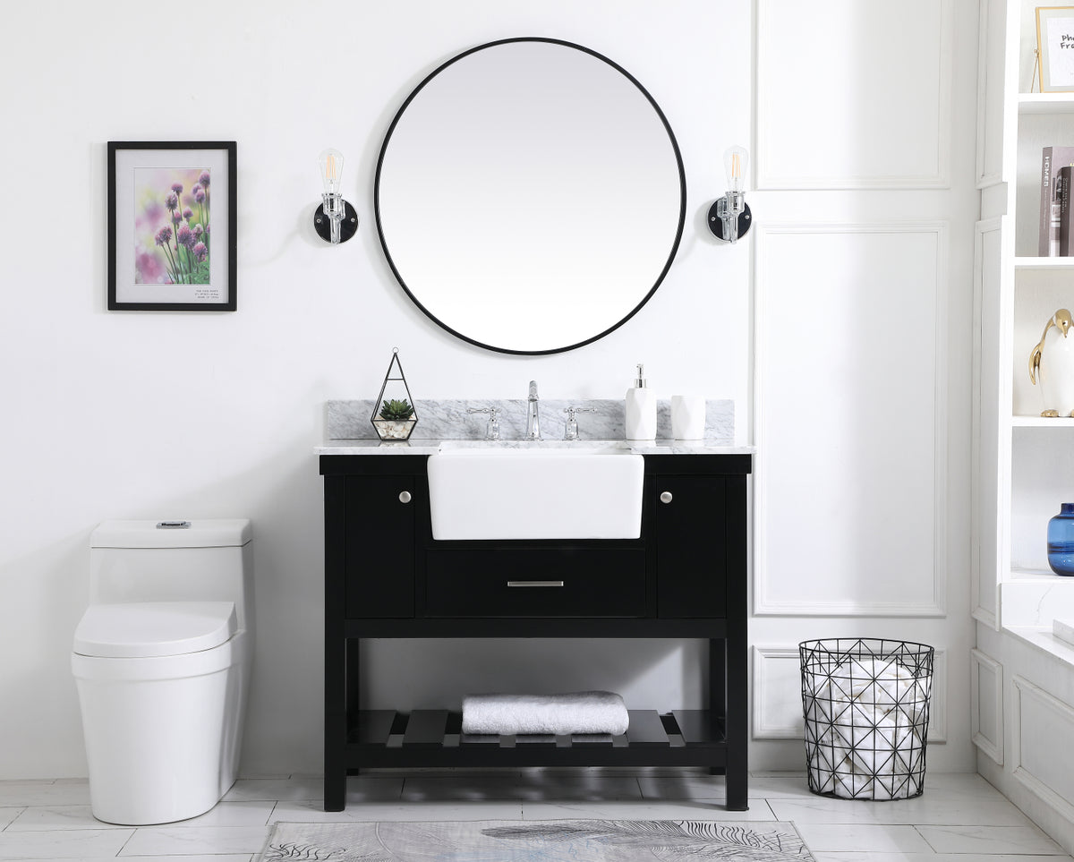 42 inch Single bathroom vanity in black with backsplash