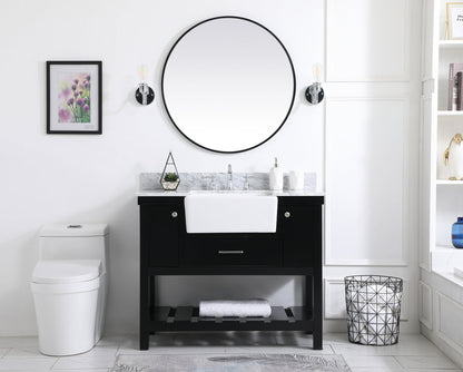 42 inch Single bathroom vanity in black with backsplash