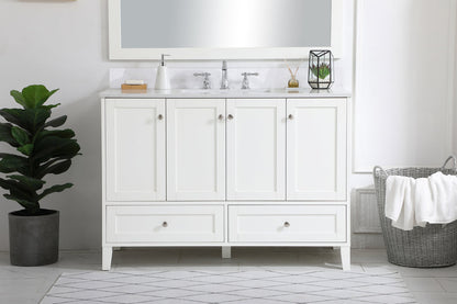 48 inch Single Bathroom Vanity in White with Backsplash