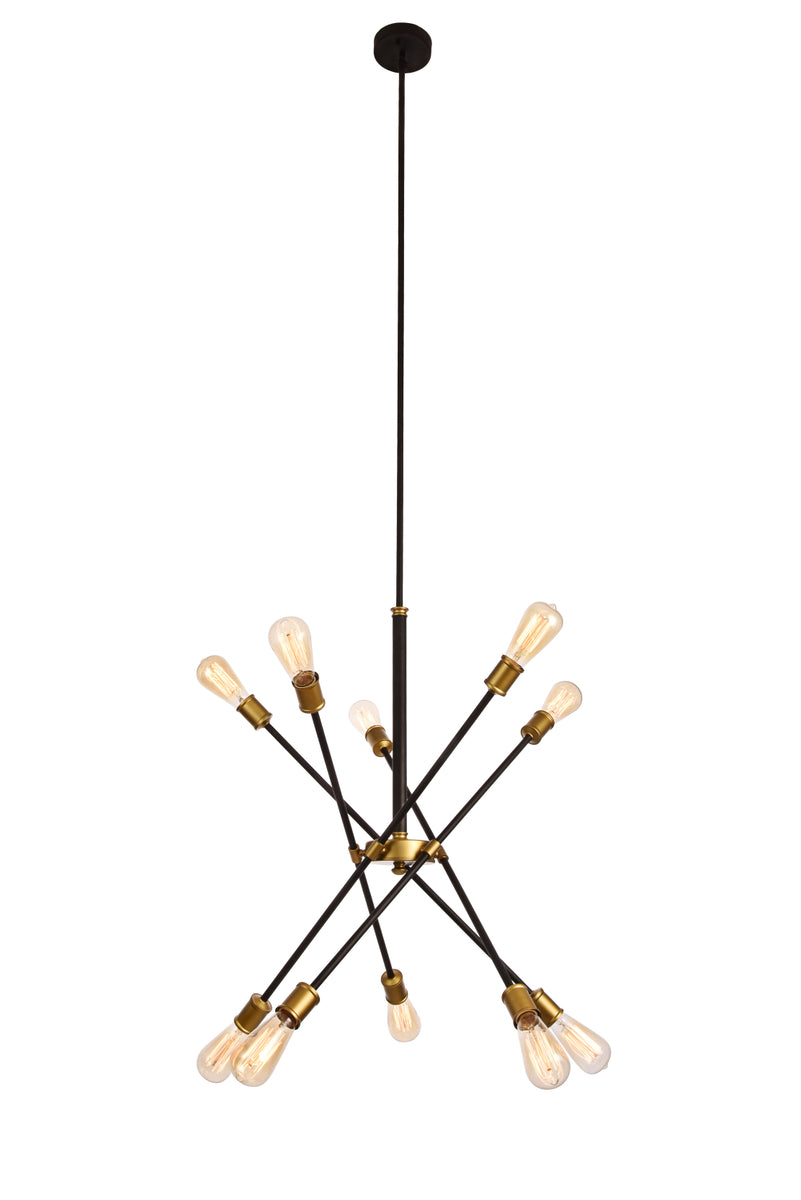 Axel Collection Chandelier D27.2 H32.5 Lt:10 Black and Brass Finish