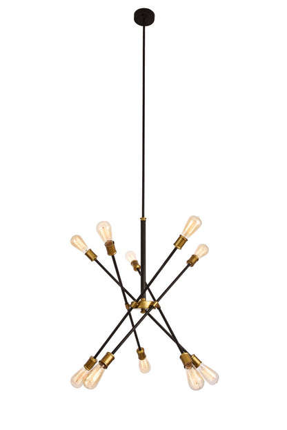 Axel Collection Chandelier D27.2 H32.5 Lt:10 Black and Brass Finish