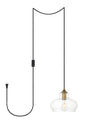 Destry 1 Light brass plug-in Pendant With Clear Glass