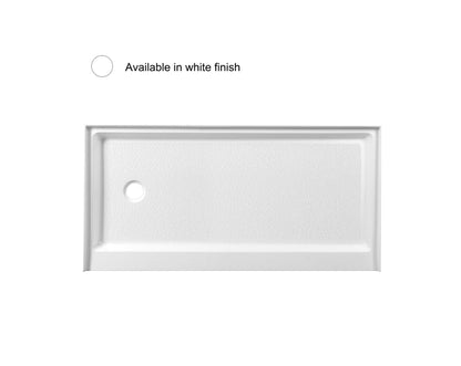 60x30 inch Single threshold shower tray left drain in glossy white
