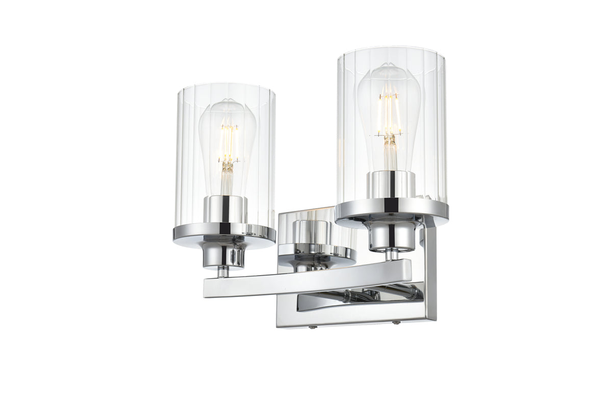 Saanvi 2 light Chrome and Clear Bath Sconce