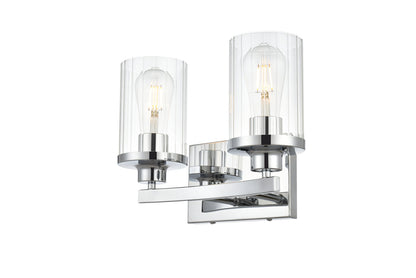 Saanvi 2 light Chrome and Clear Bath Sconce