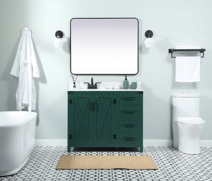 42 inch Single bathroom vanity in green with backsplash