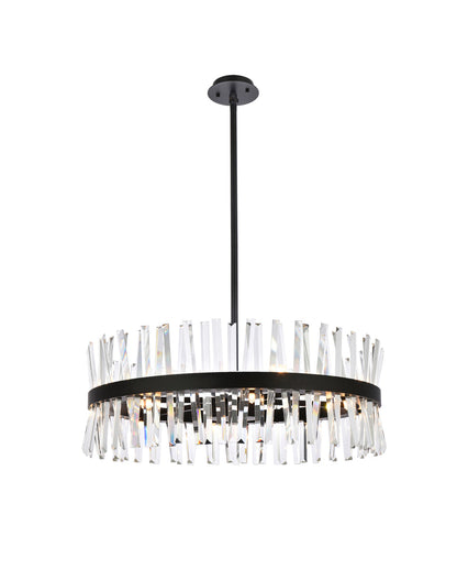 Serephina 32 inch crystal round chandelier light in black