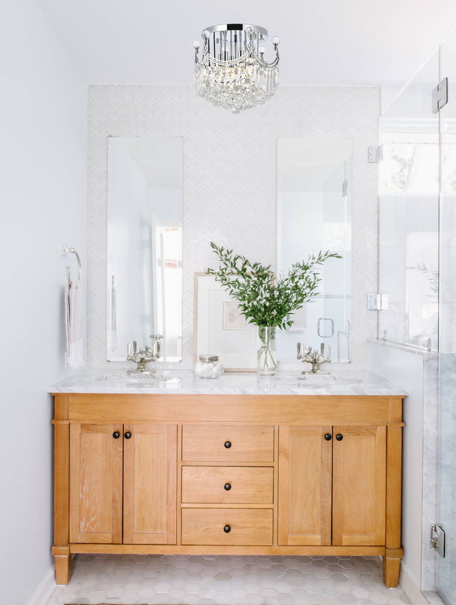 Corona 6 light Chrome Flush Mount Clear Royal Cut Crystal