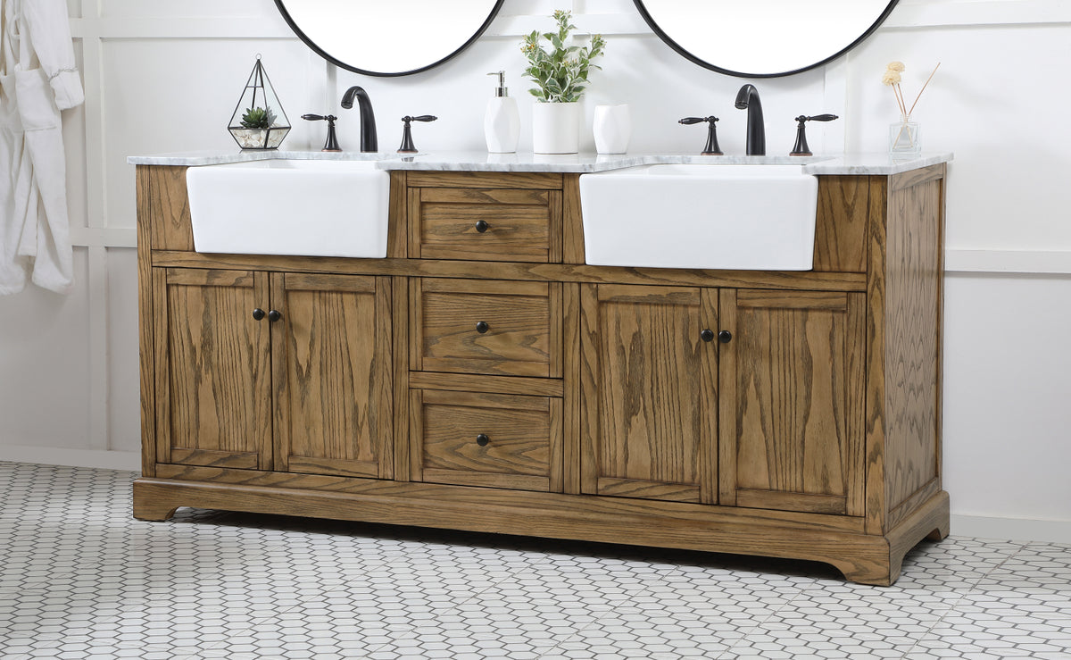 72 inch double bathroom vanity in driftwood