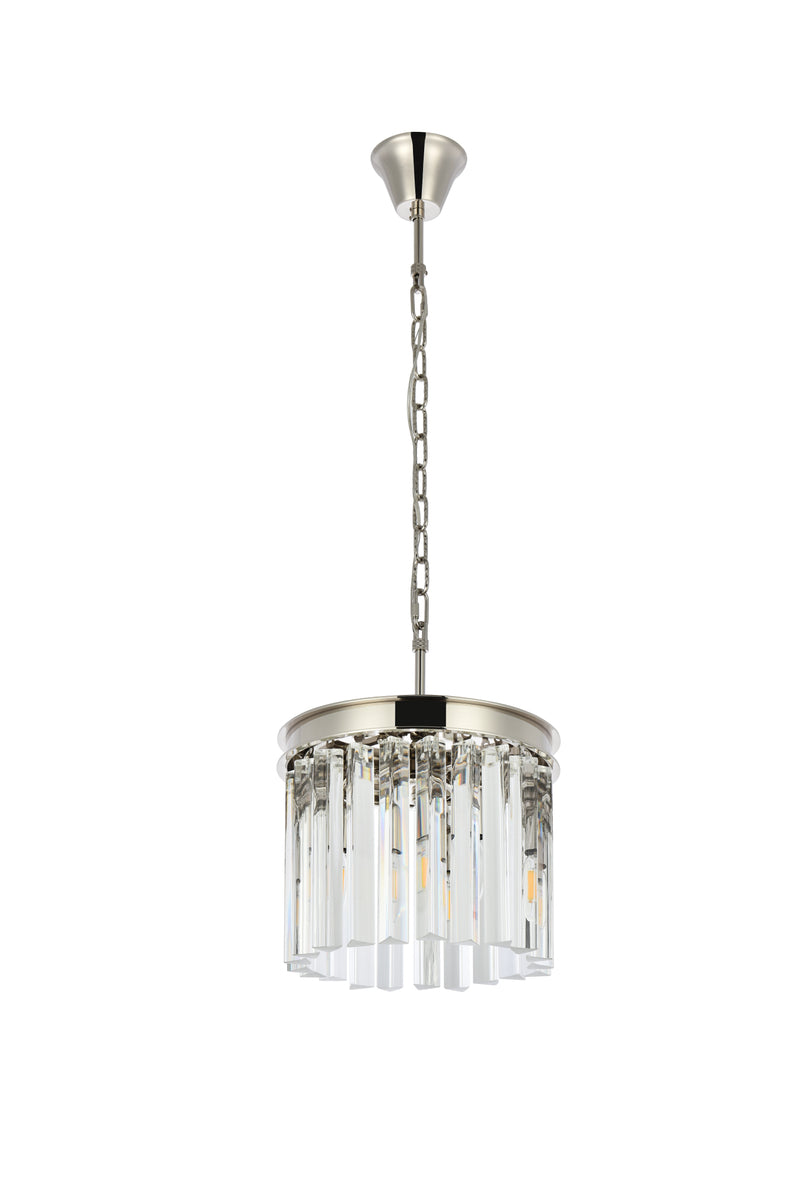 Sydney 3 light polished nickel Pendant Clear Royal Cut Crystal