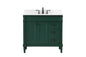 36 inch Single bathroom vanity in green with backsplash