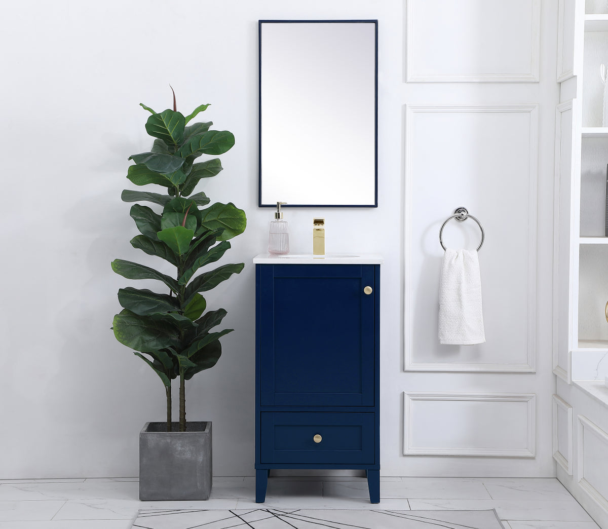 18 inch Single Bathroom Vanity in Blue
